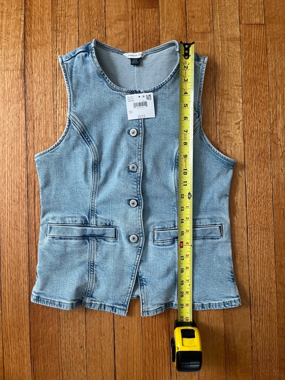 Light Wash Denim Button-Front Vest - NWT - Picture 3 of 3